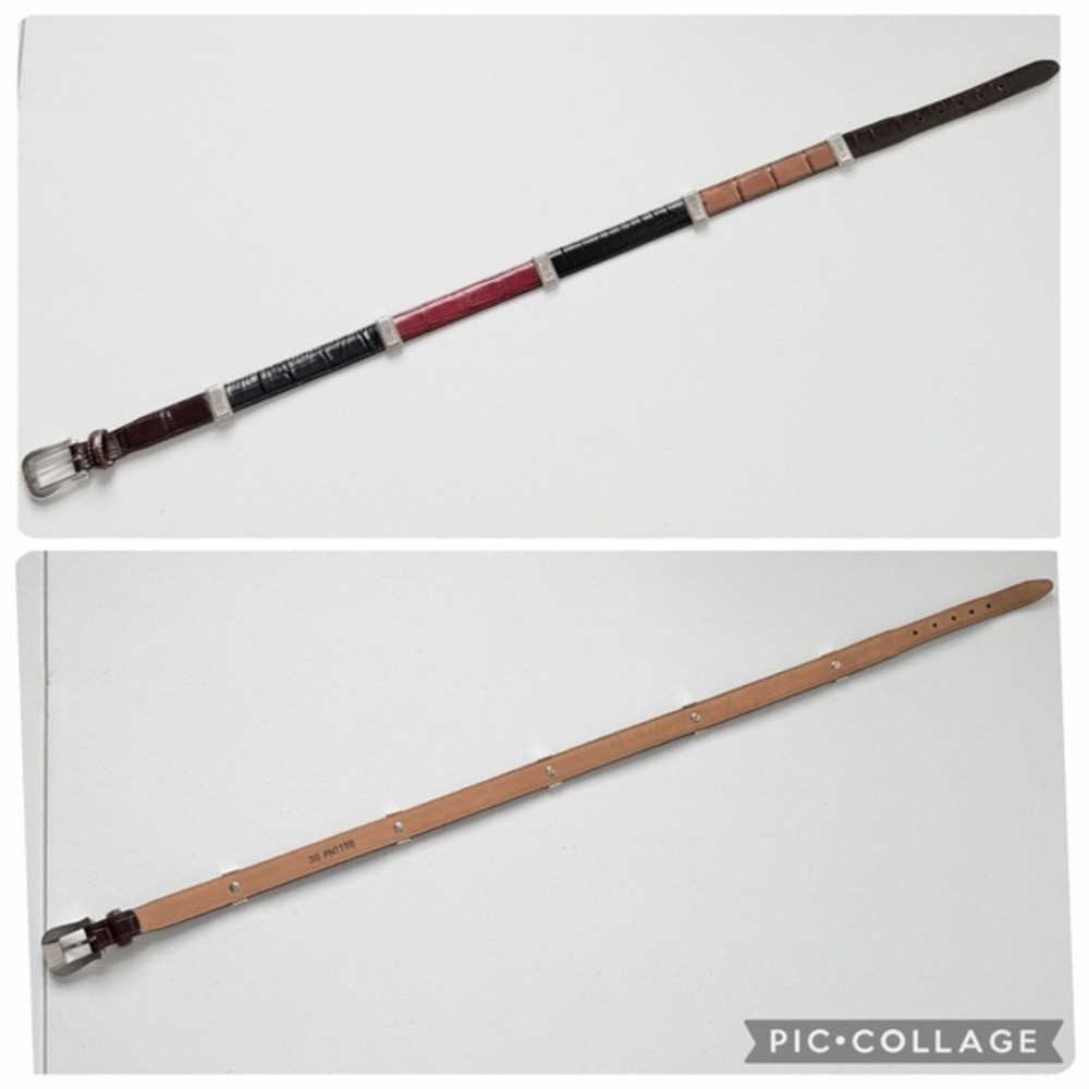Multicolor Segmented Belt Black Brown Tan Red Alligator Silver Hardware 30 - Picture 3 of 10